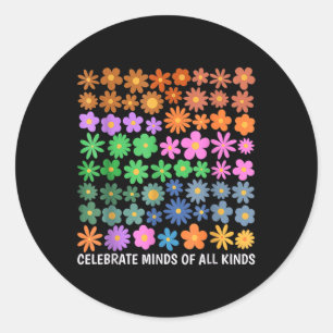 Pegatina Redonda Celebrar Mentes De Todo Tipo De Autismo De Neurodi
