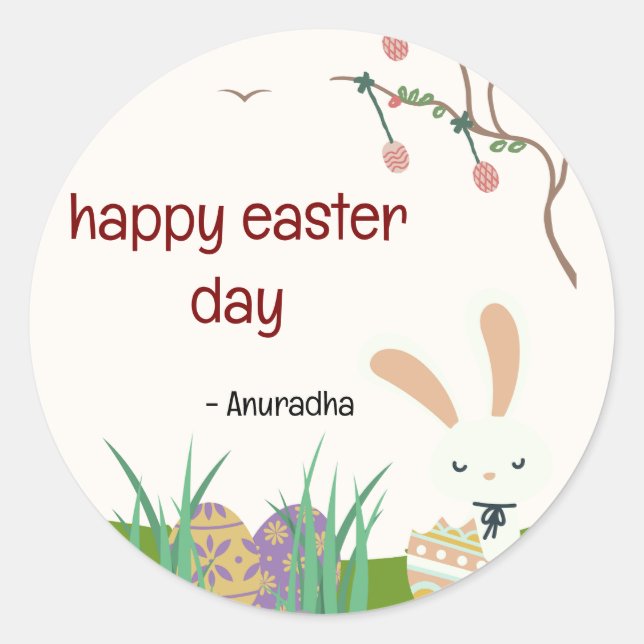 Pegatina Redonda Celebrar Pascua: Un día de alegría y renovación (Anverso)