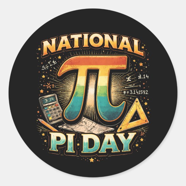 Pegatina Redonda Celebrate Pi (Anverso)