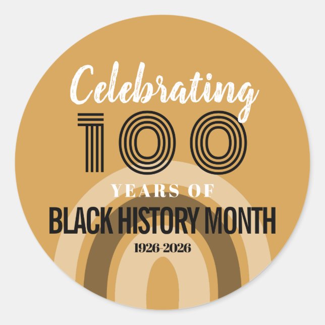 Pegatina Redonda Celebrating 100 Years Of Black History Month (Anverso)