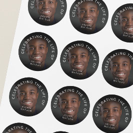 Pegatina Redonda Celebrating The Life Of | Photo Memorial Funeral