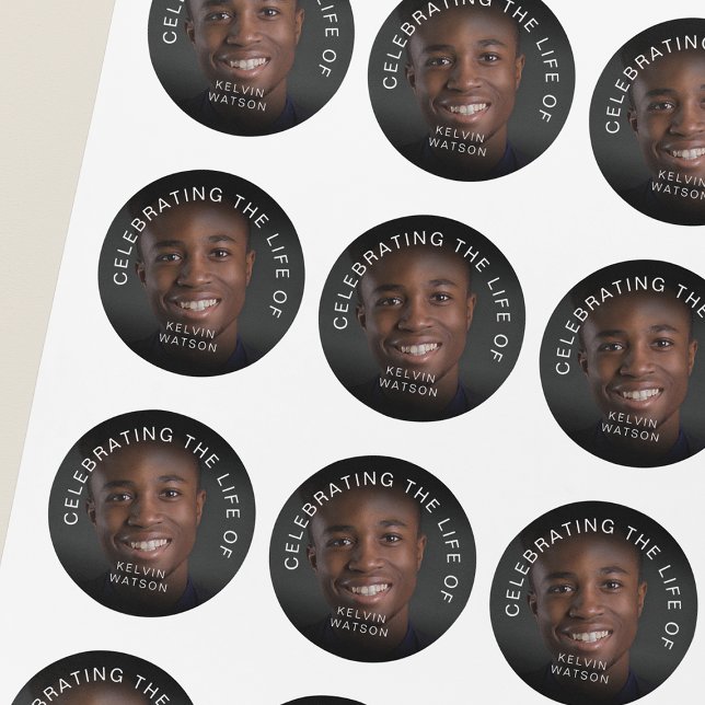 Pegatina Redonda Celebrating The Life Of | Photo Memorial Funeral (Subido por el creador)