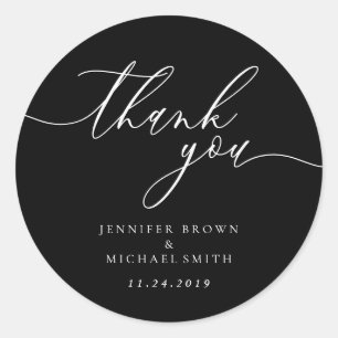 Pegatina Redonda Celebration Branding Gift Black Gracias