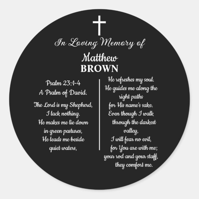 Pegatina Redonda Celebration Of Life Bible Verse Funeral (Anverso)