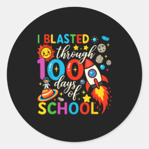 Pegatina Redonda Celebré 100 Días De Celebración Escolar