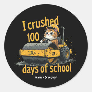 Pegatina Redonda Celebré 100 Días de Escuela Celebra el Día 100