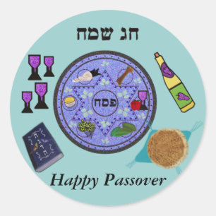 Pegatina Redonda Celebre el Passover