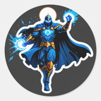Pegatina Redonda Celestial Arc Knight – Blue Energy Ascension