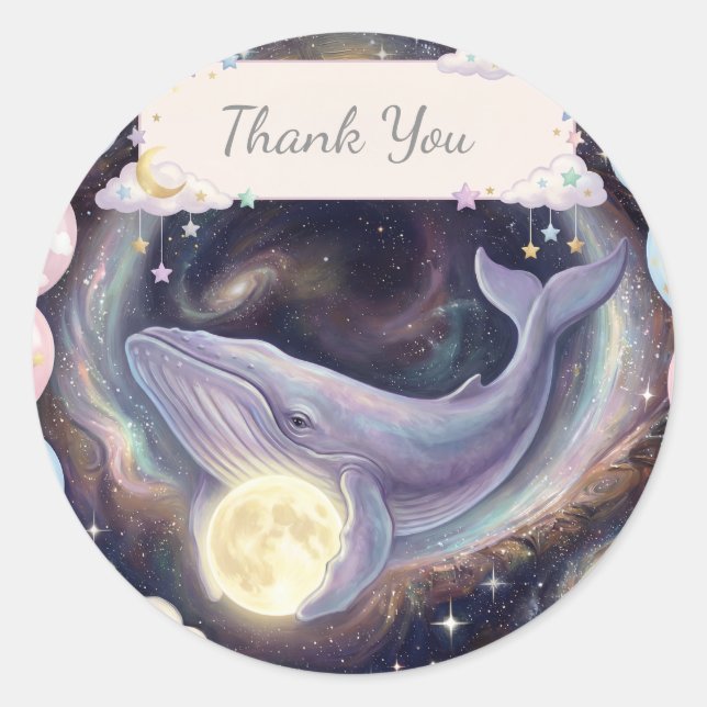 Pegatina Redonda Celestial Moon Baby Shower Favor Stickers (Anverso)