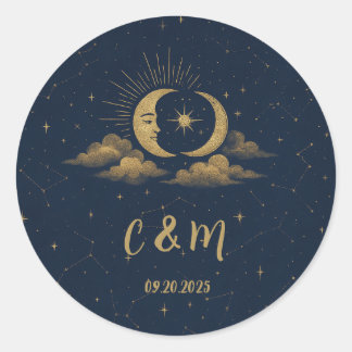 Pegatina Redonda Celestial Moon Wedding Envelope Seal