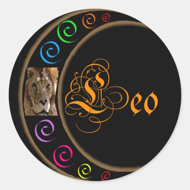 Pegatina Redonda Celestrial Moon Leo (Anverso)