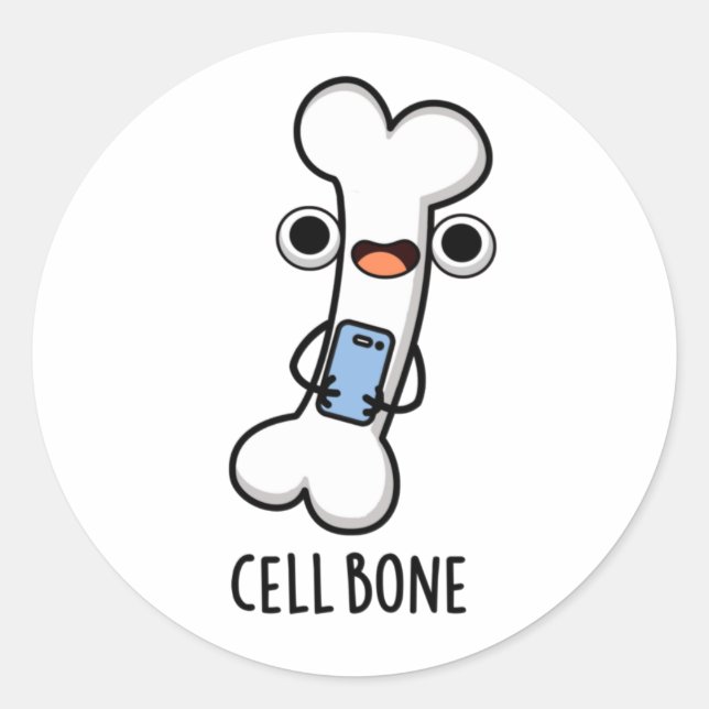 Pegatina Redonda Cell Bone Funny Phone Pun (Anverso)
