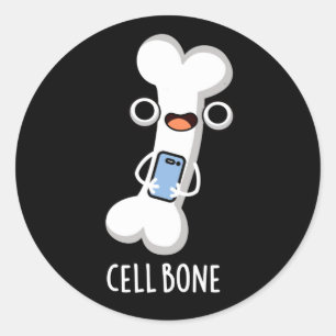 Pegatina Redonda Cell Bone Funny Phone Pun Dark BG
