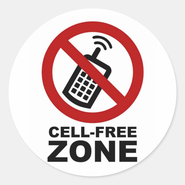 Pegatina Redonda Cell Phone Free huso (Anverso)