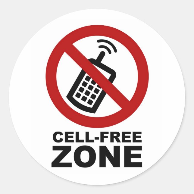 Pegatina Redonda Cell Phone Free huso (Anverso)
