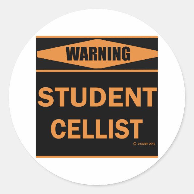Pegatina Redonda Cellista estudiantil (Anverso)