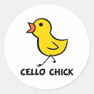 Pegatina Redonda Cello Chick