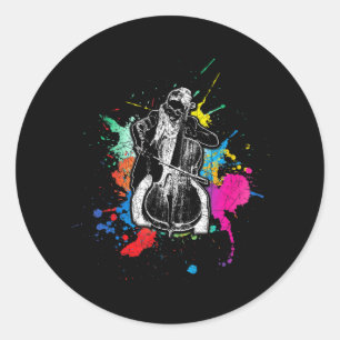 Pegatina Redonda Cello Musician Instrumento Musical Cellist