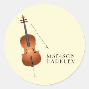Pegatina Redonda Cello Músico Teacher orquesta de cuerdas