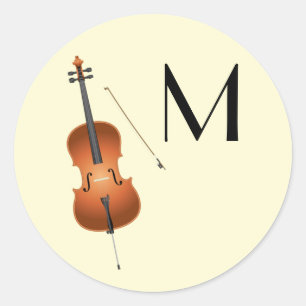 Pegatina Redonda Cello Músico Teacher orquesta de cuerdas