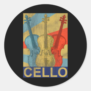 Pegatina Redonda Cello para Chicas de música de Cello Player