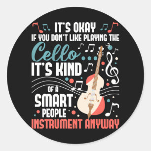 Pegatina Redonda Cello Smart People Instrulist Cellist Orchestra