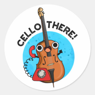 Pegatina Redonda Cello There Funny Phone Pun
