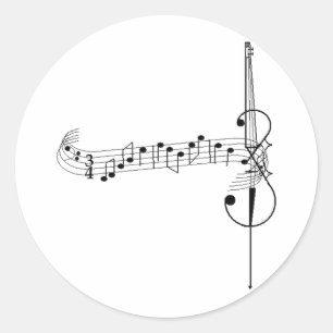 Pegatina Redonda Cello Waltz