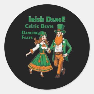 Pegatina Redonda Celta de danza irlandesa baila día de San Patricio