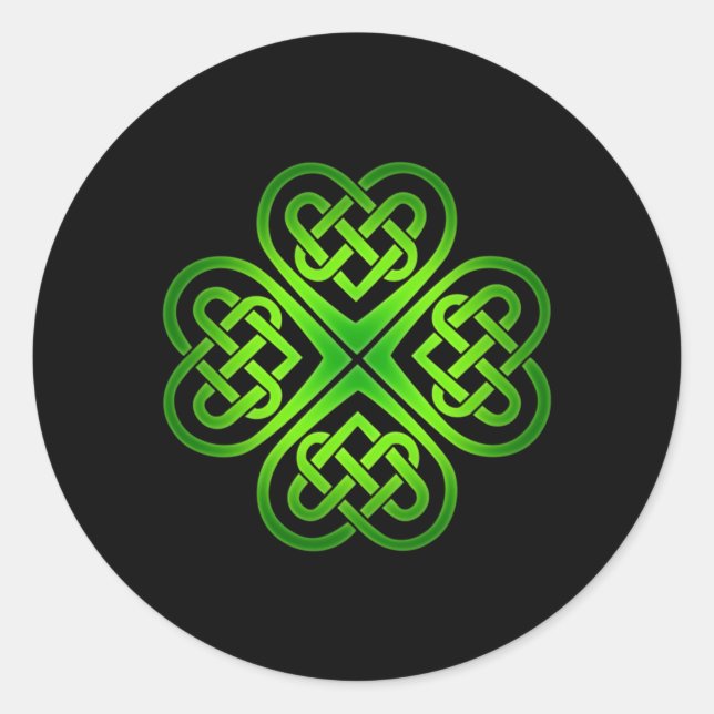 Pegatina Redonda Celta de Shamrock Knot Irish C St Patricks Day Cel (Anverso)