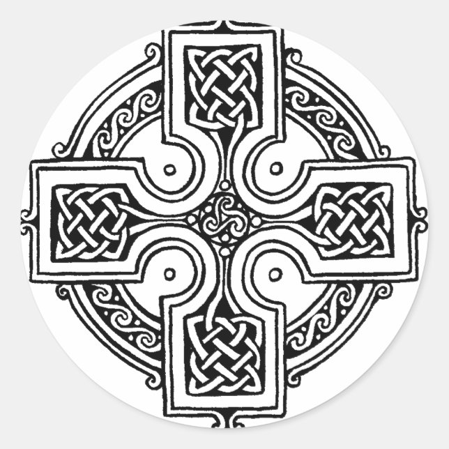 Pegatina Redonda Celtic cross pattern (Anverso)