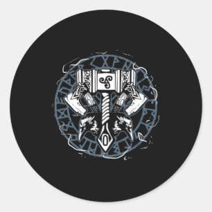 Pegatina Redonda Celtic Huginn Y Muninn Raven Viking