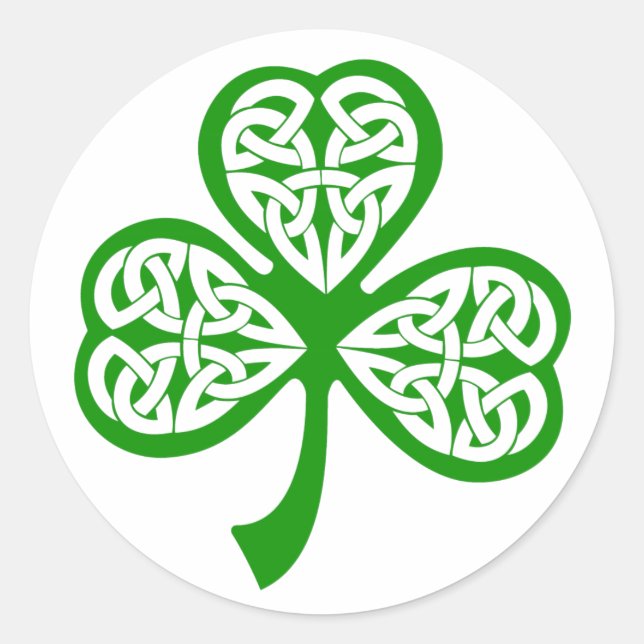 Pegatina Redonda Celtic Knot Shamrock (Anverso)