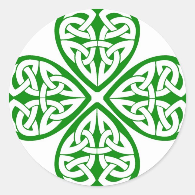 Pegatina Redonda Celtic Knot Shamrock (Anverso)