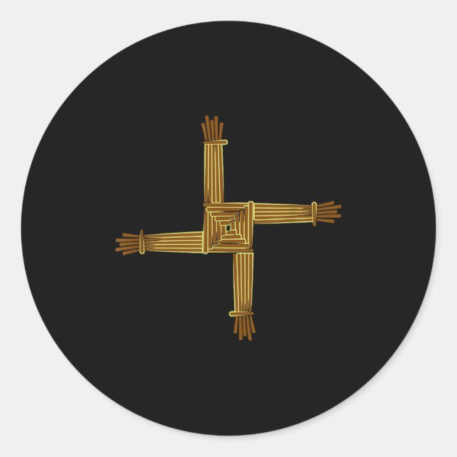 Pegatina Redonda Celtic Symbols Brigid's Cross Celtic Knot Irish Sy (Anverso)