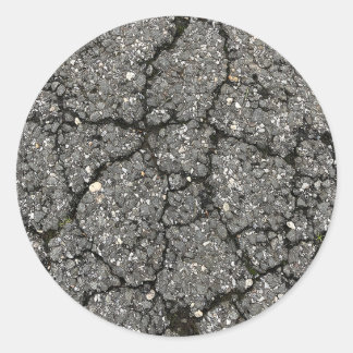 Pegatina Redonda Cemento de esparcimiento de la calle Asfalto Negra