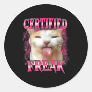 Pegatina Redonda Cemento Freak Comat certificado maldijo a gato gra