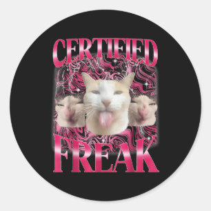 Pegatina Redonda Cemento Freak Comat certificado maldijo a gato gra
