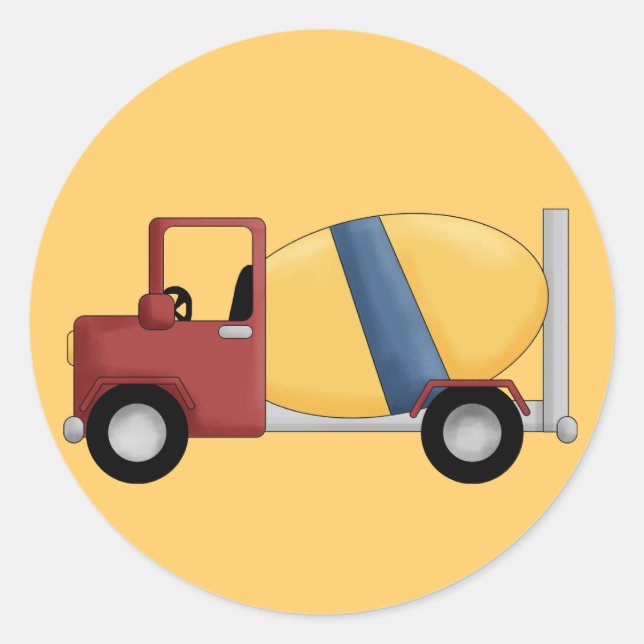 Pegatina Redonda Cemento Mezclador de camisetas y regalos (Anverso)