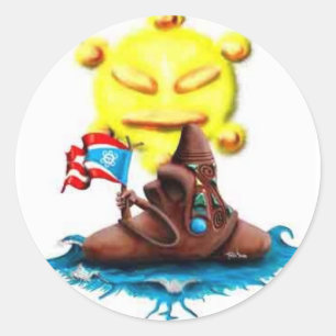 Pegatina Redonda cemi y sol Taino