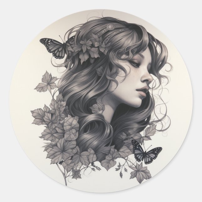 Pegatina Redonda Cena de Boda de guión elegante clásico (Anverso)