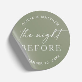 Pegatina Redonda Cena de ensayo de Woodland. Noche verde sabia ante