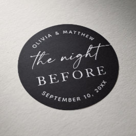 Pegatina Redonda Cena de ensayo en negro | Noche antes de elegancia