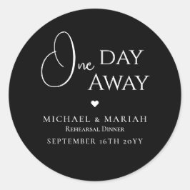 Pegatina Redonda Cena de ensayo sencilla y elegante a un día de dis