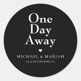 Pegatina Redonda Cena de ensayo simple y elegante a un día de dista