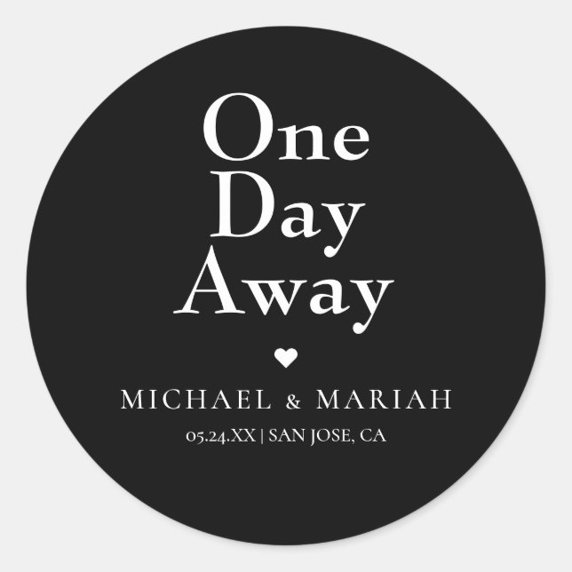 Pegatina Redonda Cena de ensayo simple y elegante a un día de dista (Anverso)