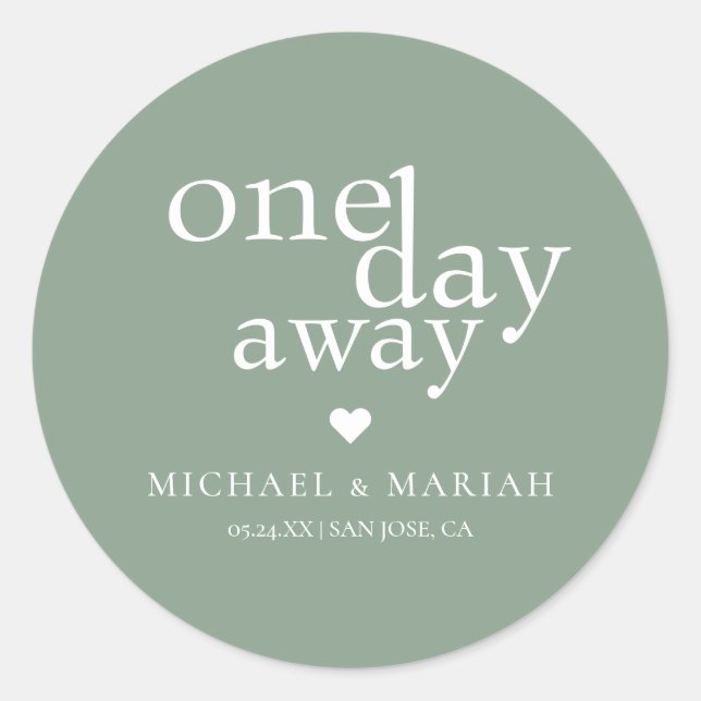 Pegatina Redonda Cena de ensayo simple y elegante a un día de dista (Anverso)