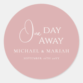 Pegatina Redonda Cena de ensayo simple y elegante a un día de dista