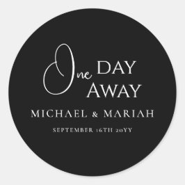 Pegatina Redonda Cena de ensayo simple y elegante a un día de dista