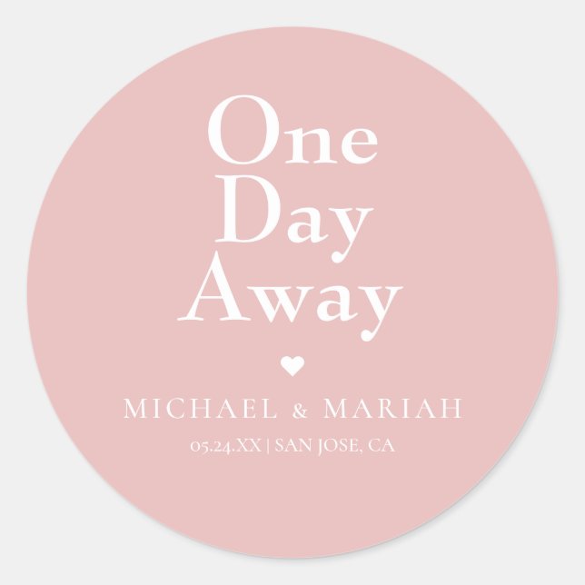 Pegatina Redonda Cena de Ensayo Simple y Elegante a un Día de Dista (Anverso)